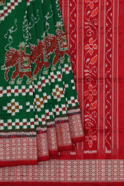 Image of Sambalpuri Silk Dark Green Saree