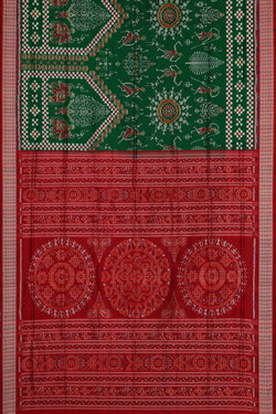 Image of Sambalpuri Silk Dark Green Saree