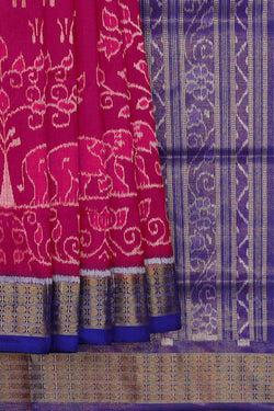 Image of Sambalpuri Silk Magenta Saree