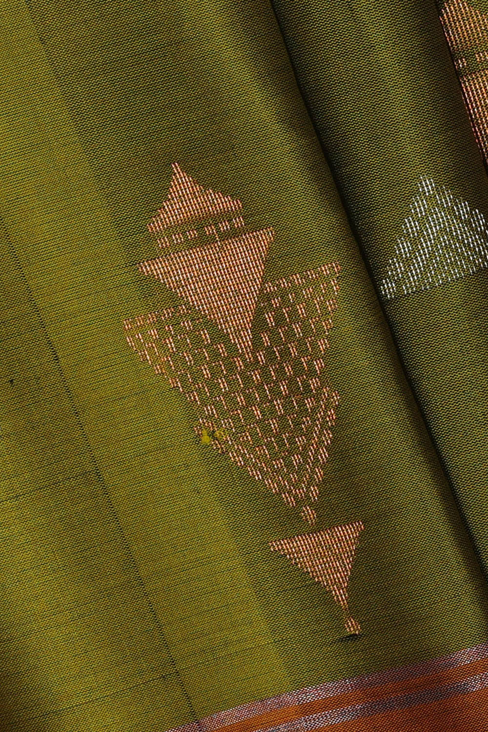 Image of Golden Green Silk Saree
