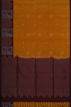 Image of Mustard Yellow Silk Saree