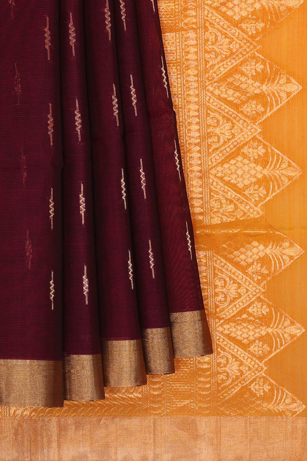 Image of South Cotton Silk Wine Purple Saree