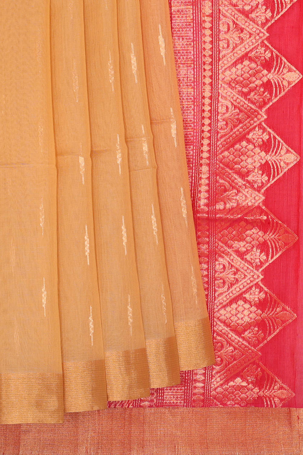Image of South Cotton Silk Beige Yellow Saree
