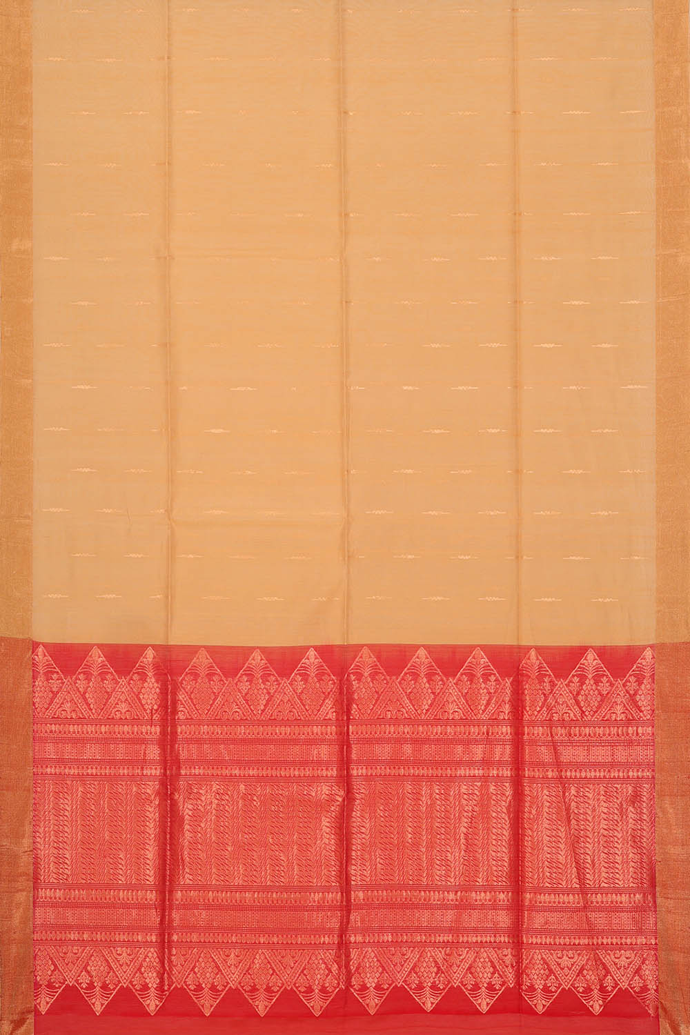 Image of South Cotton Silk Beige Yellow Saree