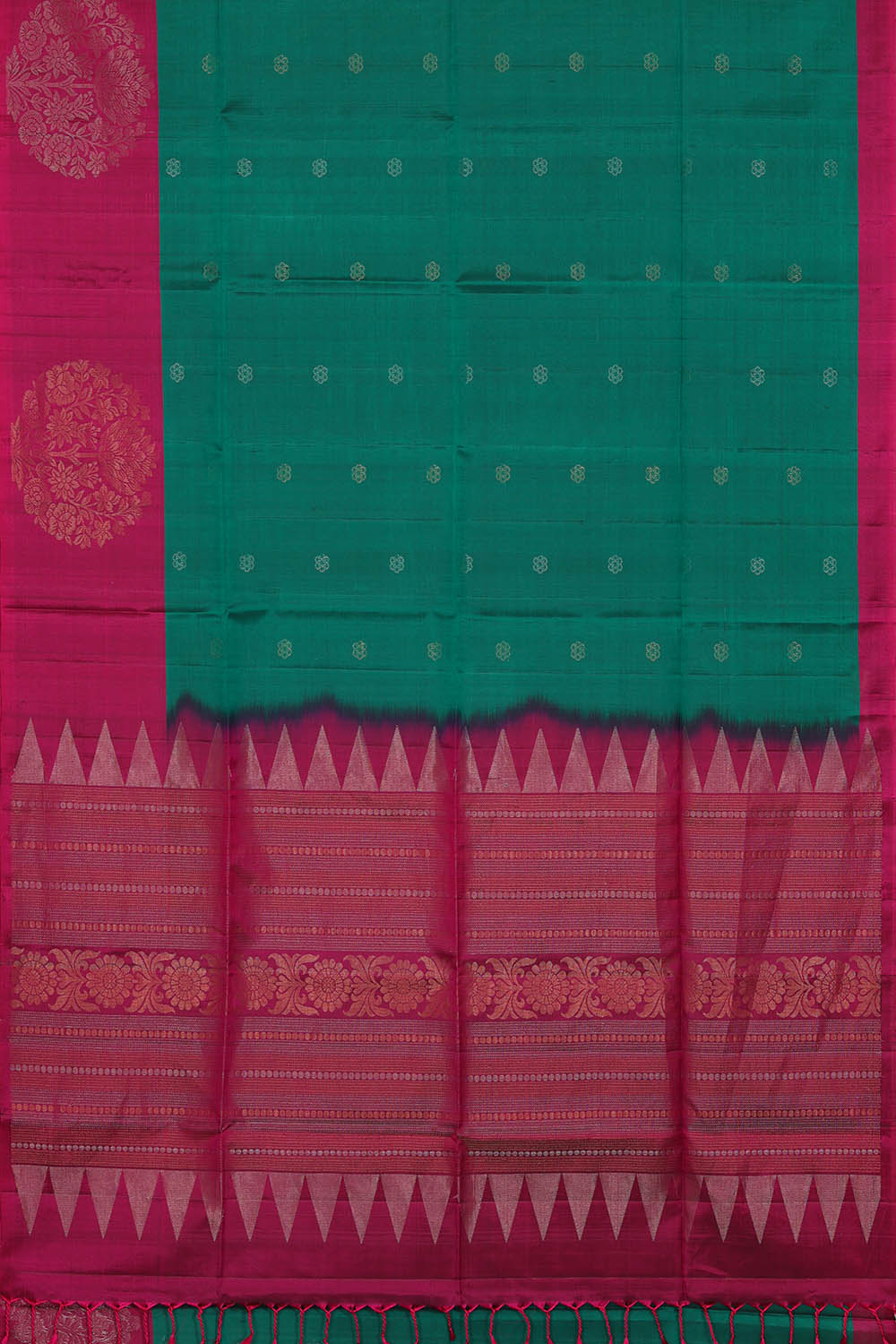 Image of South Silk Turquoise Green Saree
