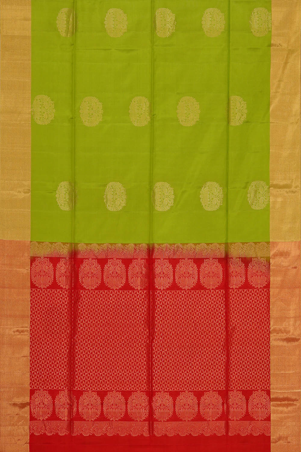 Image of South Silk Bright Green Saree