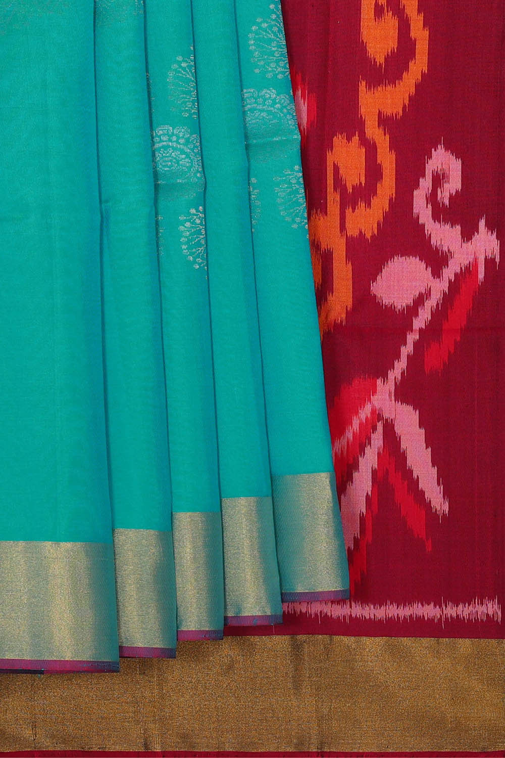 Image of Turquoise Blue Silk Saree