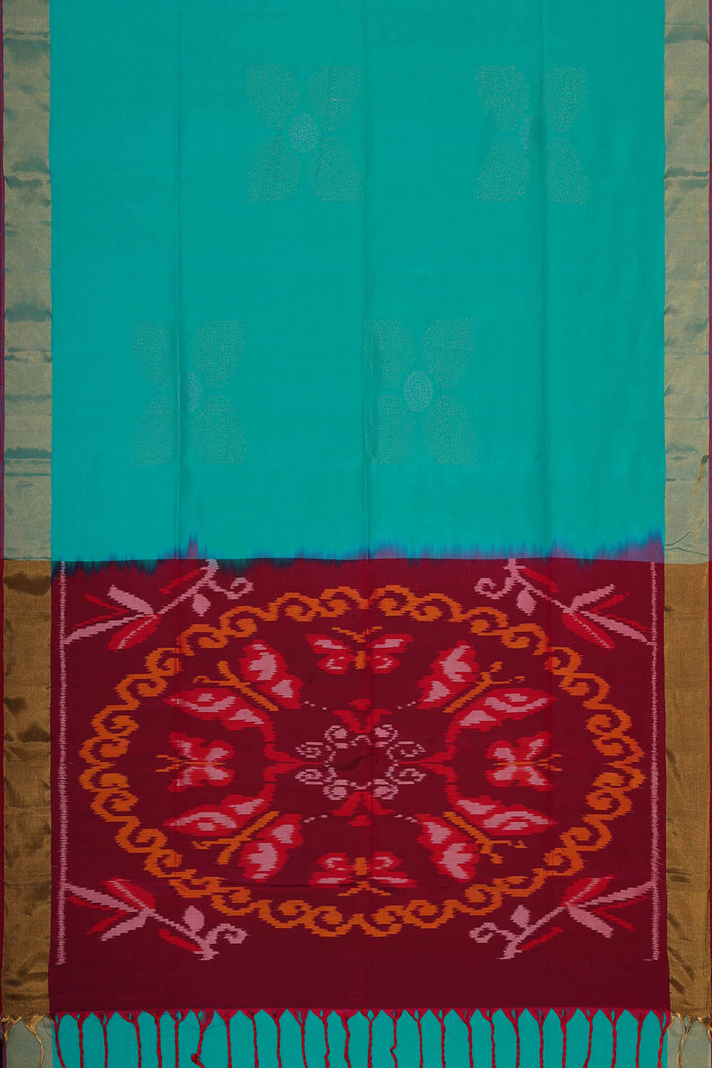 Image of Turquoise Blue Silk Saree