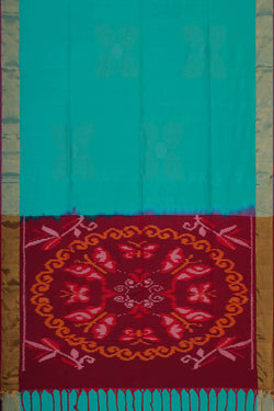 Image of Turquoise Blue Silk Saree