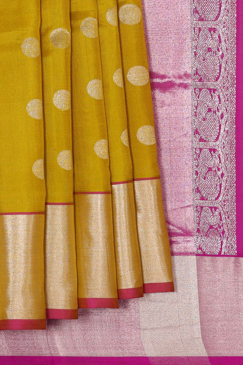 Image of Venkatagiri Silk Mustard Yellow Saree