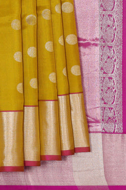 Image of Venkatagiri Silk Mustard Yellow Saree