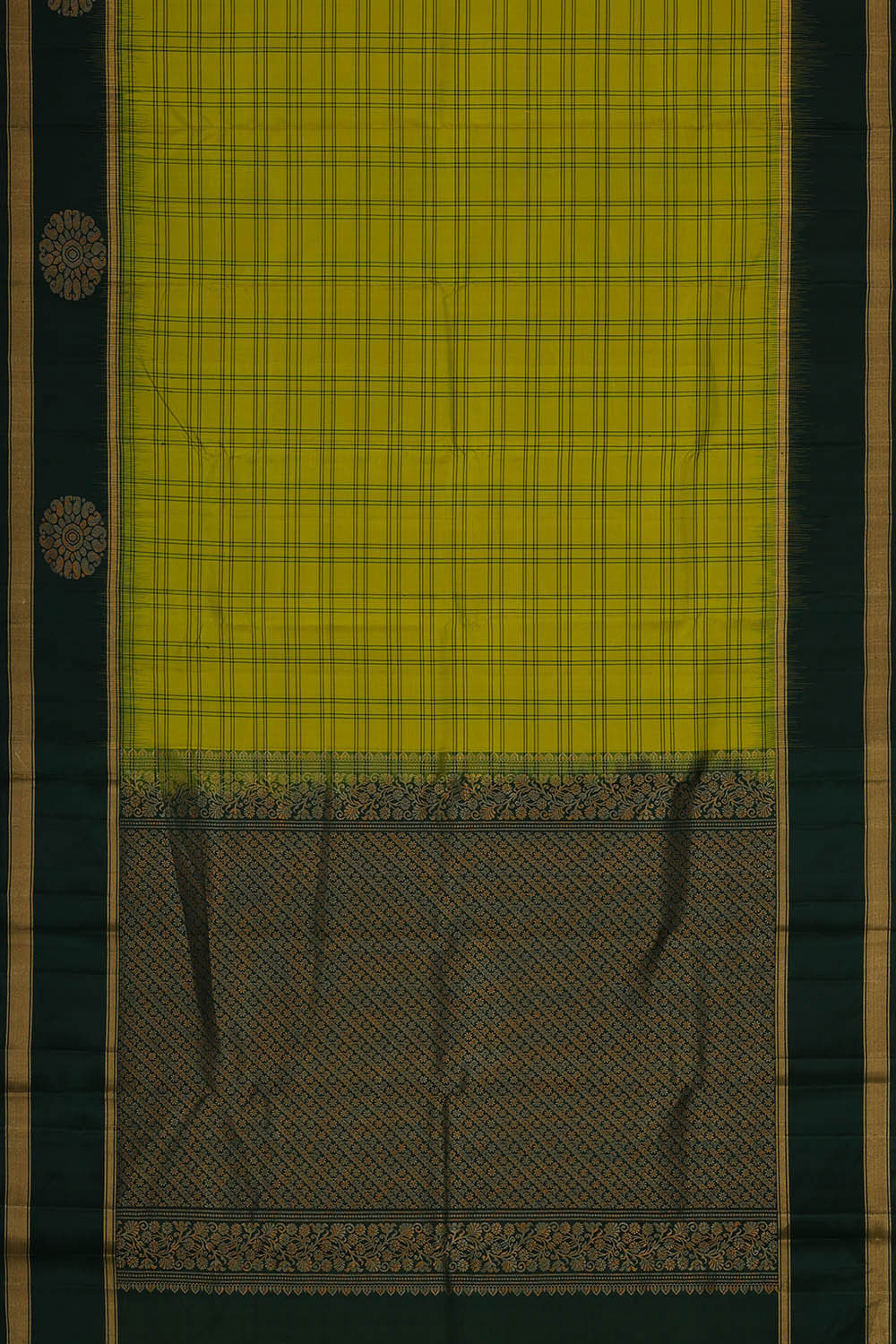 Kanchipattu Parrot Green Brocade Saree