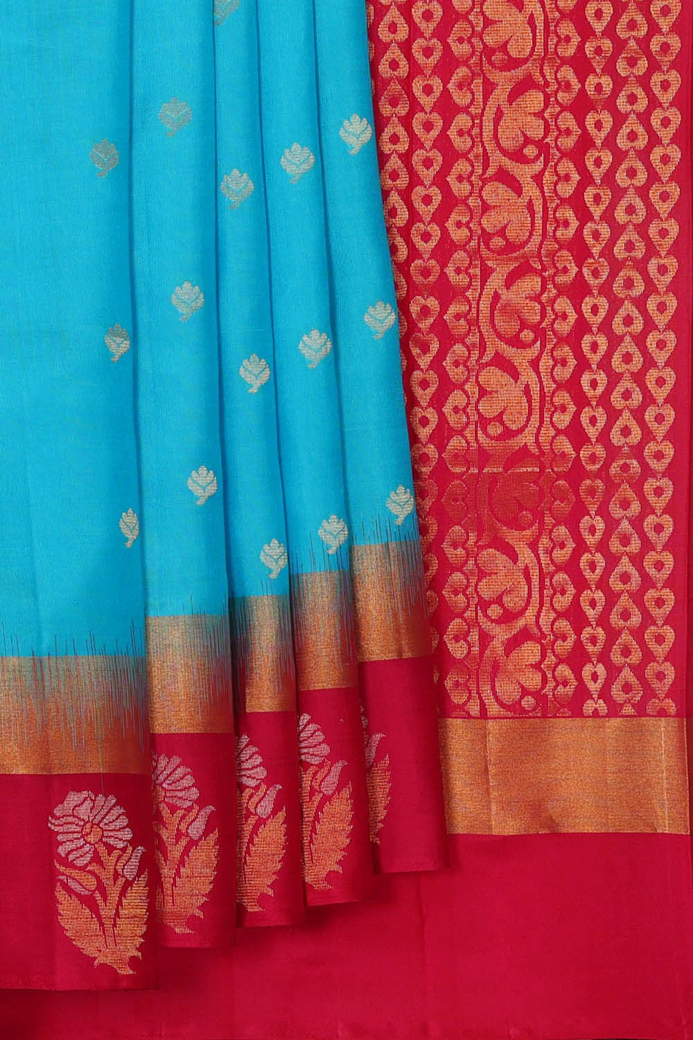 Image of Kanchipattu Sky Blue Brocade Saree
