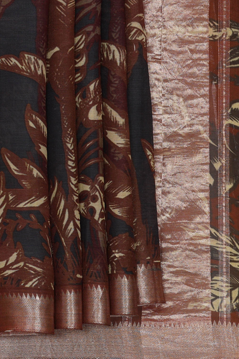 Image of Mangalgiri Silk Dark Grey Saree