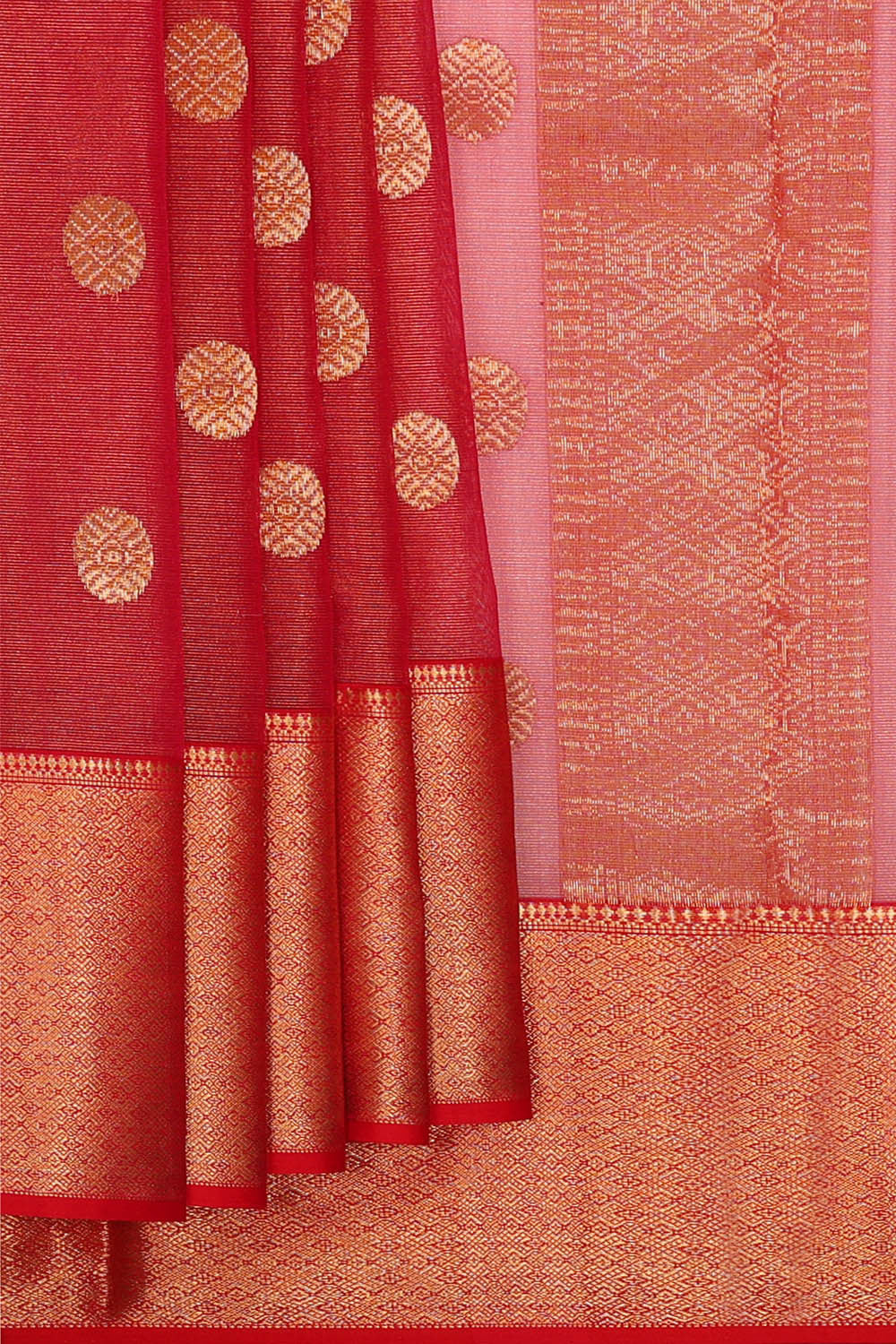 Chanderi Silk Pinkish Red Saree