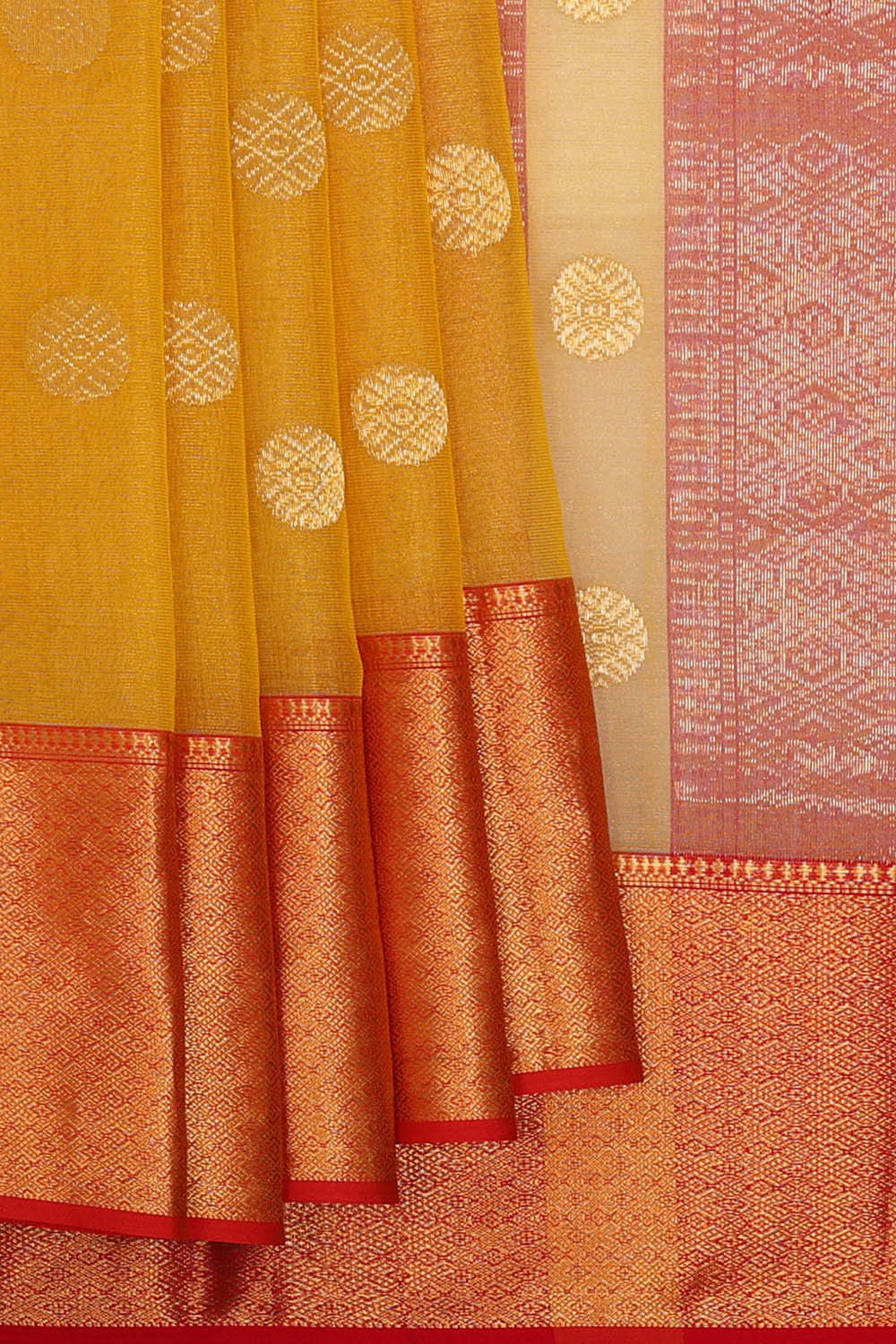 Chanderi Silk Mustard Yellow Saree