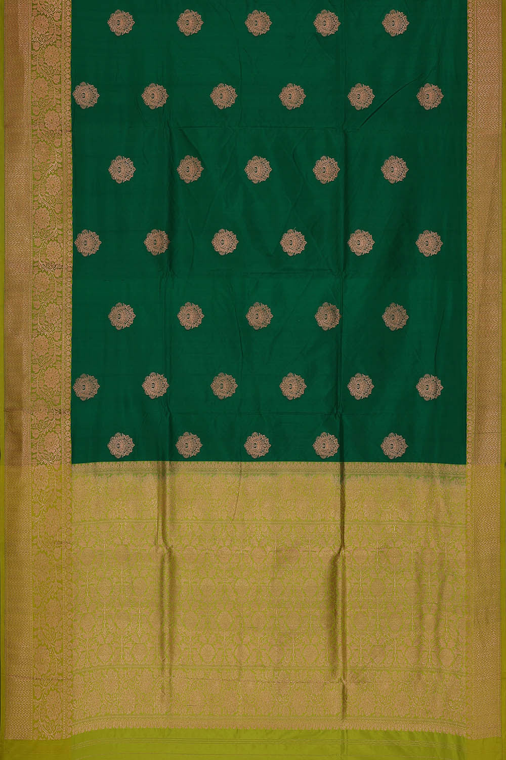 Banarasi Khatan Silk Dark Green Saree