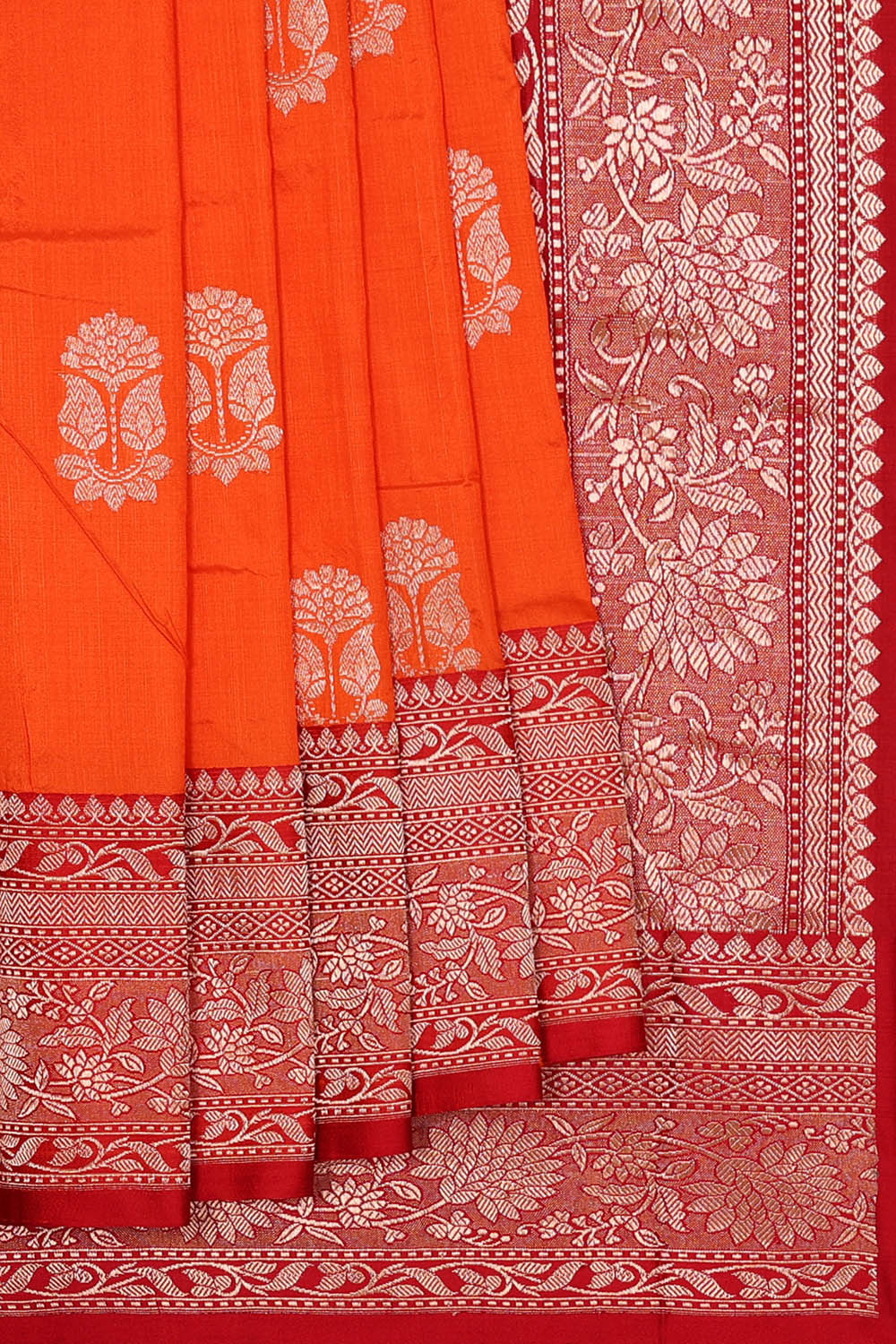 Image of Banarasi Khatan Silk Orange Saree