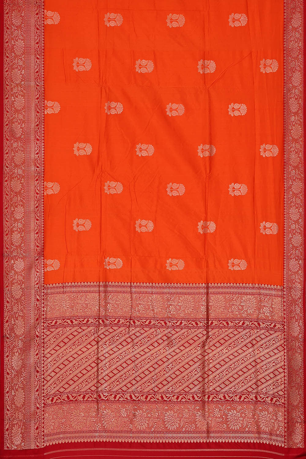 Image of Banarasi Khatan Silk Orange Saree