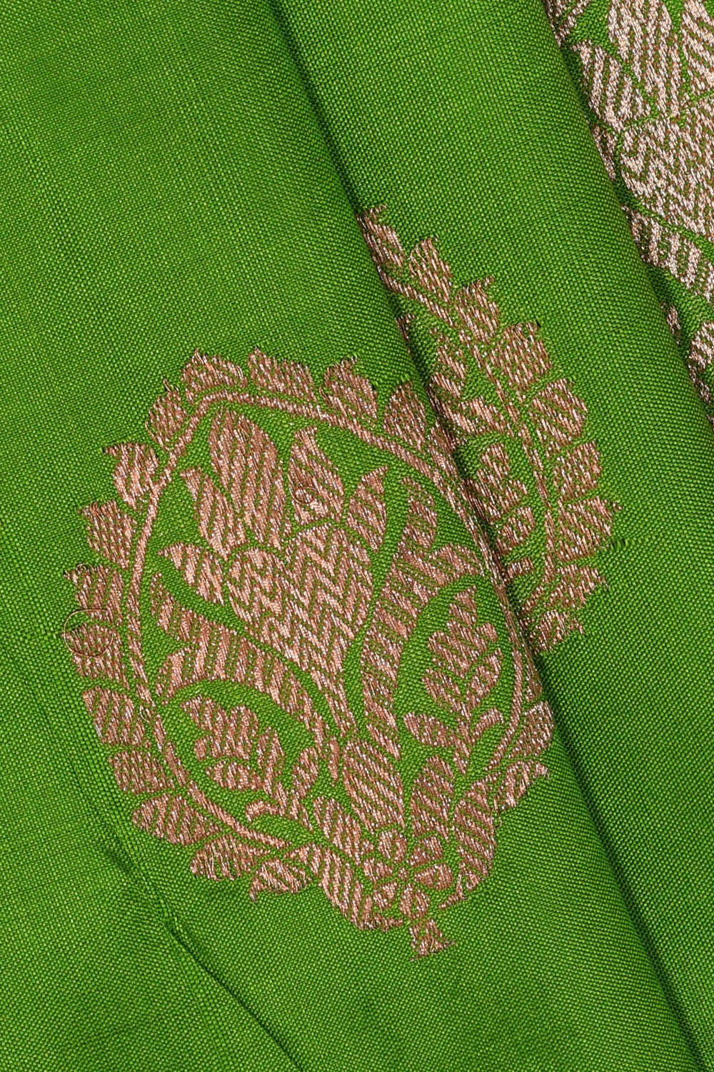 Image of Banarasi Khatan Silk Parrot Green Saree
