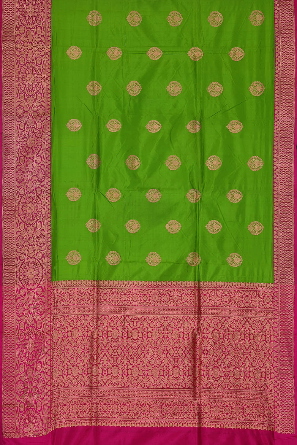 Image of Banarasi Khatan Silk Parrot Green Saree
