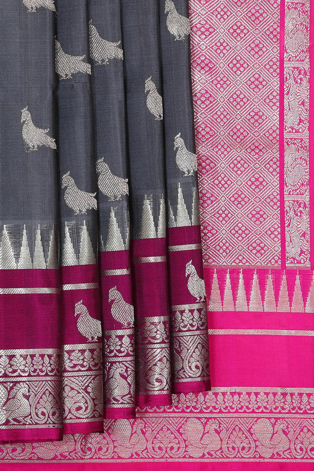 Image of Venkatagiri Silk Dark Grey Saree