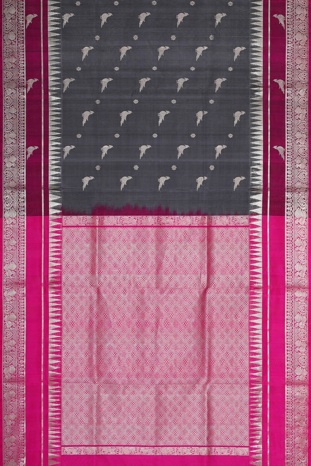 Image of Venkatagiri Silk Dark Grey Saree