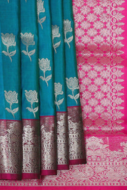 Image of Venkatagiri Silk Peacock Green Saree