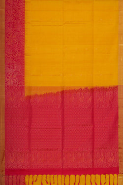 Image of Mustard Yellow Silk Saree