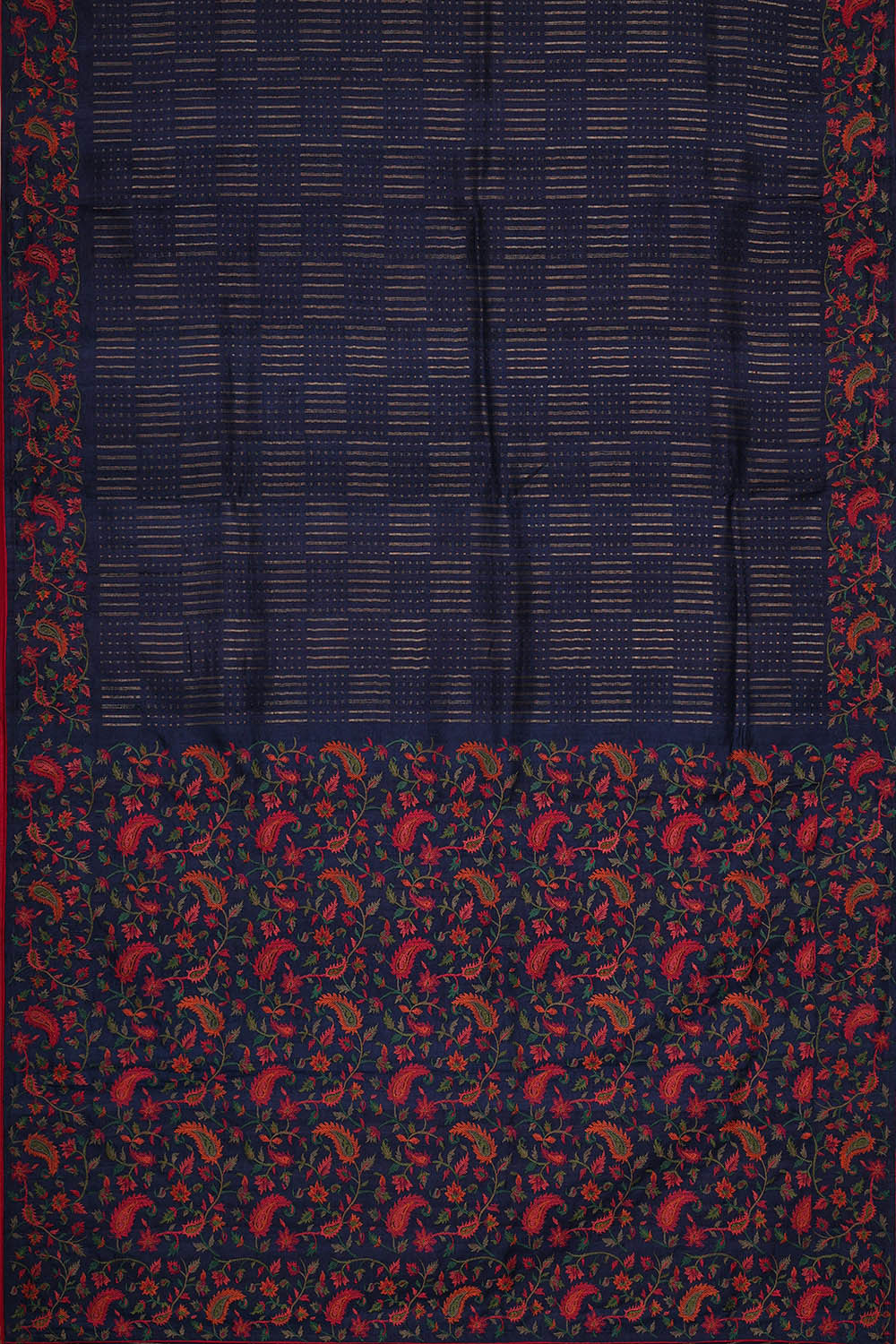 Image of Tussar Silk Navy Blue Saree