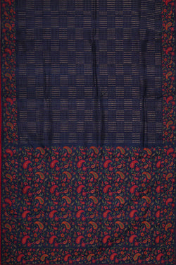 Image of Tussar Silk Navy Blue Saree
