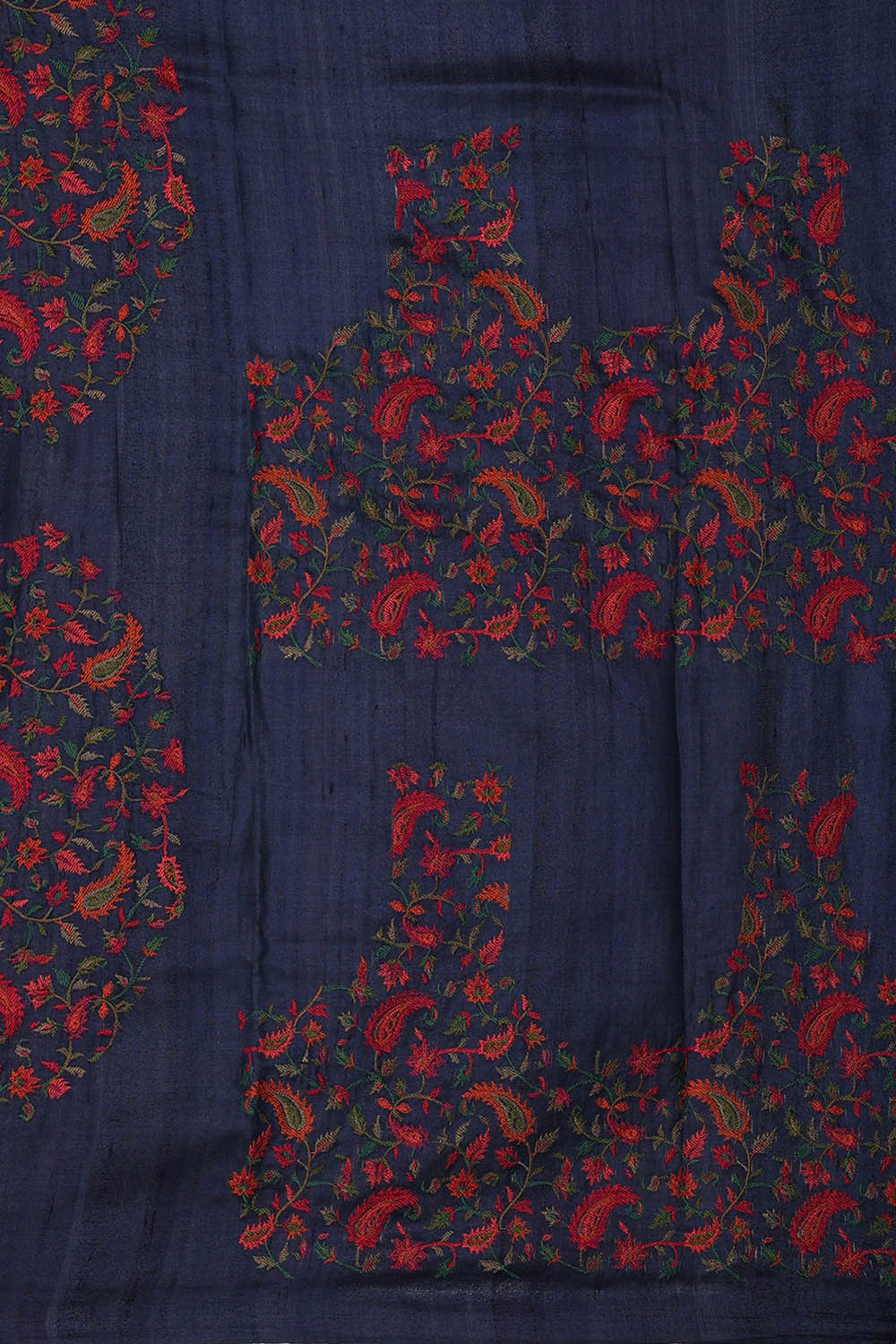 Image of Tussar Silk Navy Blue Saree