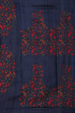 Image of Tussar Silk Navy Blue Saree