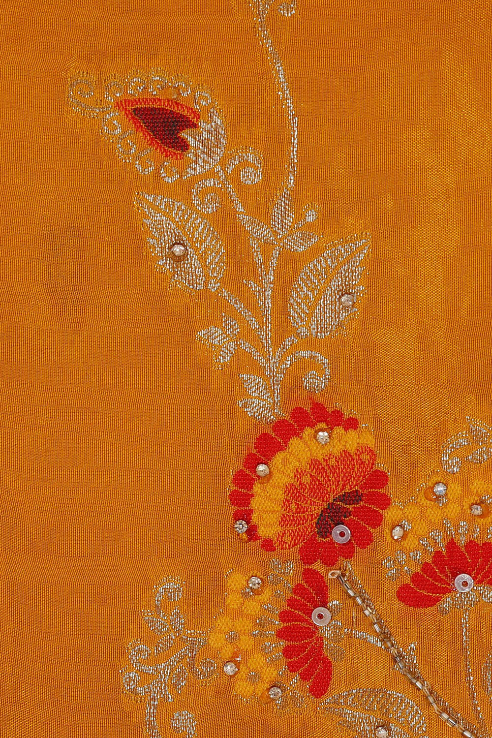 Image of Banarasi Crepe Mustard Yellow Saree