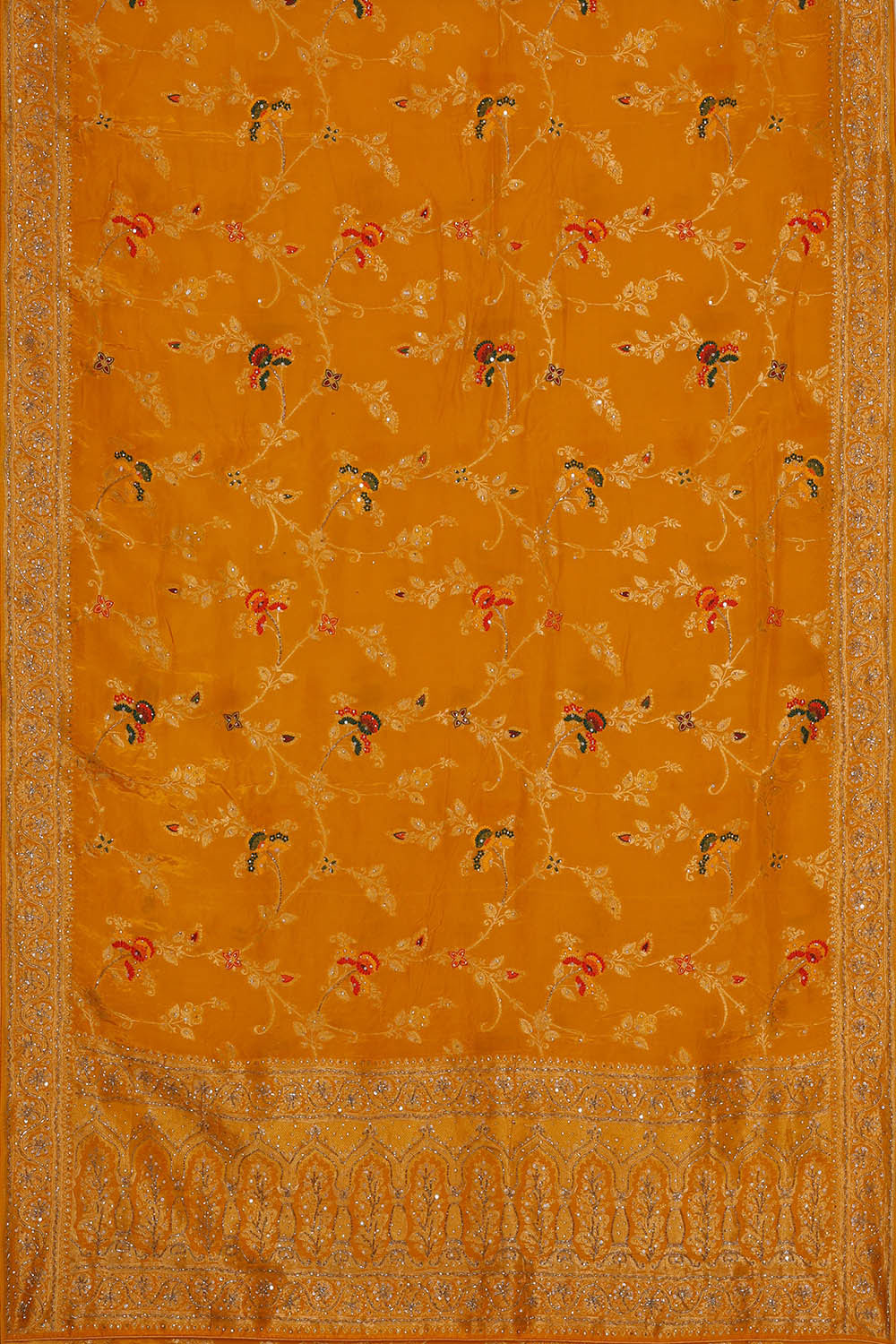 Banarasi Crepe Mustard Yellow Saree