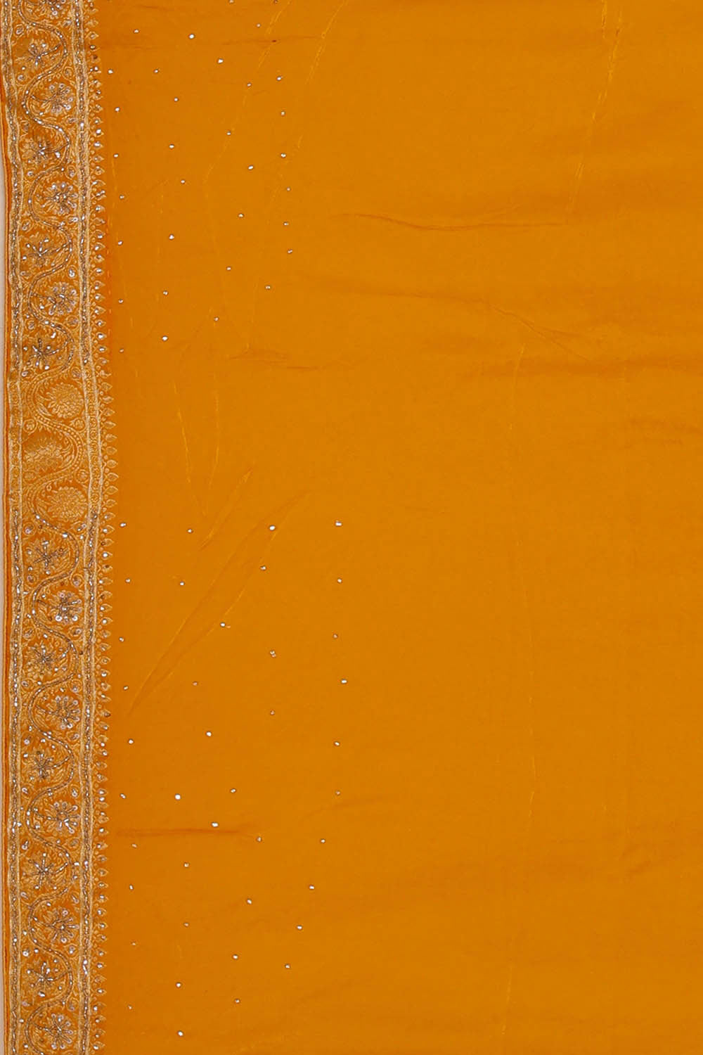 Banarasi Crepe Mustard Yellow Saree