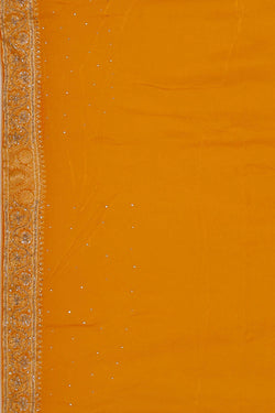 Image of Banarasi Crepe Mustard Yellow Saree