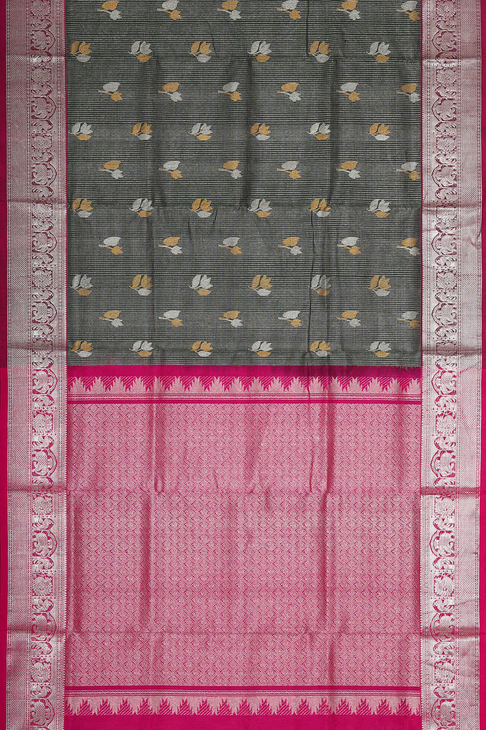 Image of Venkatagiri Silk Dark Bottle Green Saree