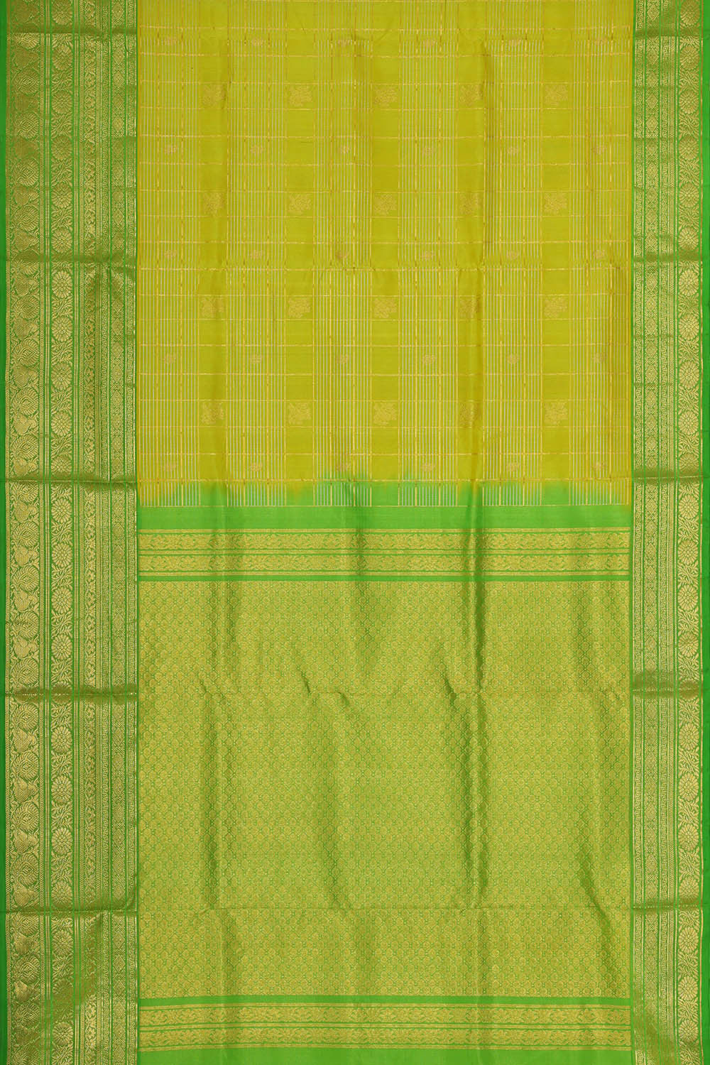 Image of Venkatagiri Silk Golden Green Saree