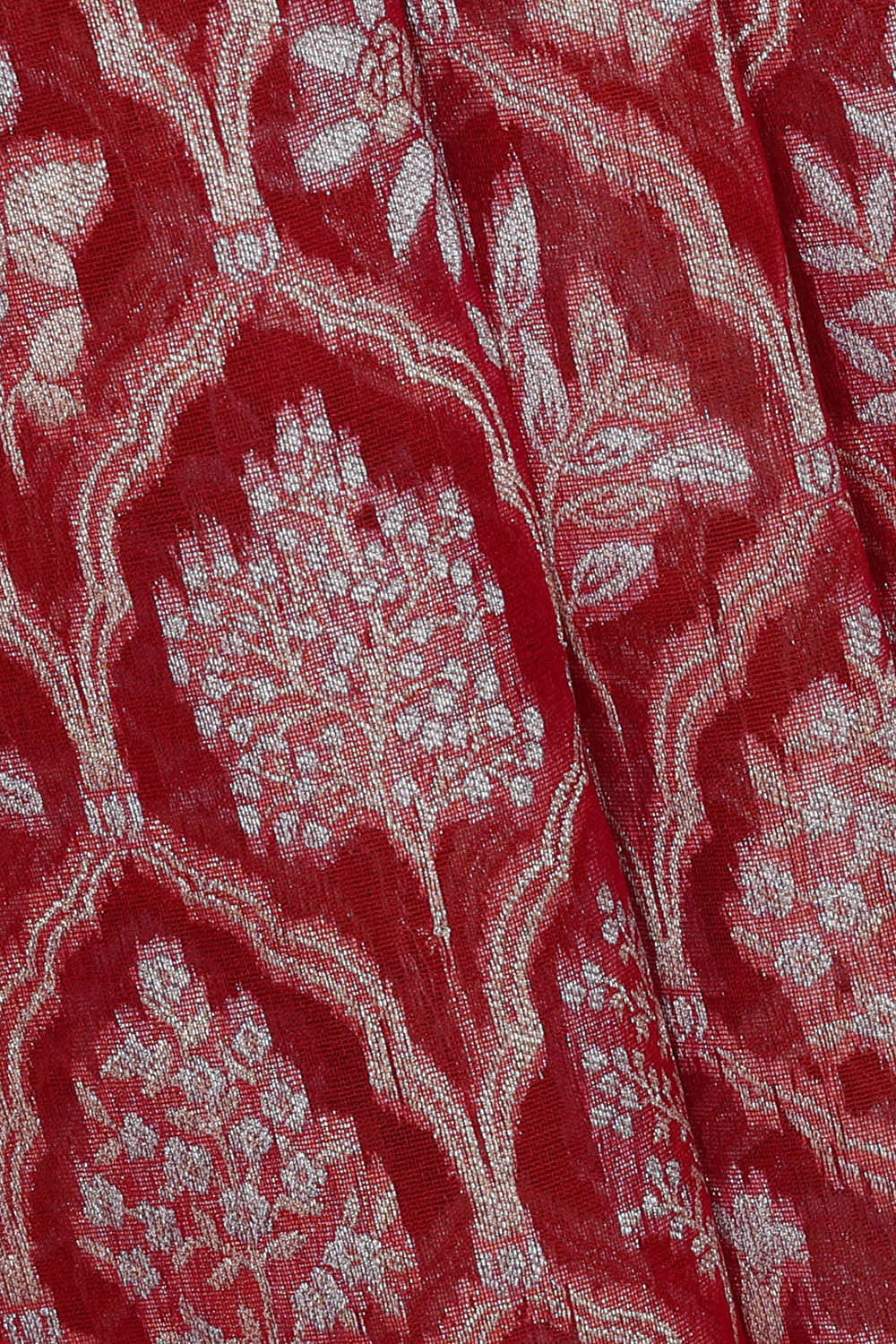 Banarasi Kora Dark Red Saree