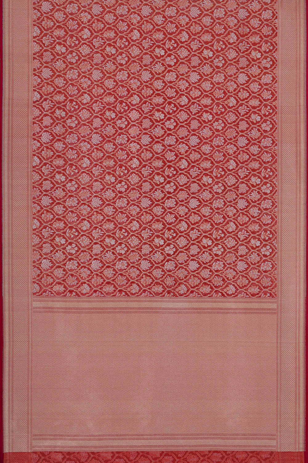Banarasi Kora Dark Red Saree