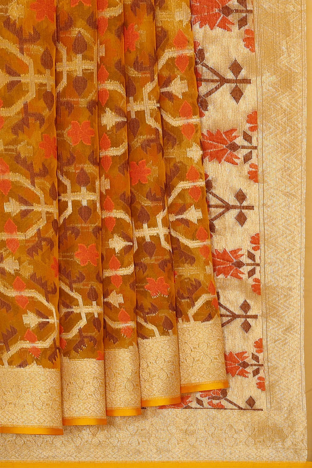 Image of Banarasi Kora Mustard Yellow Saree