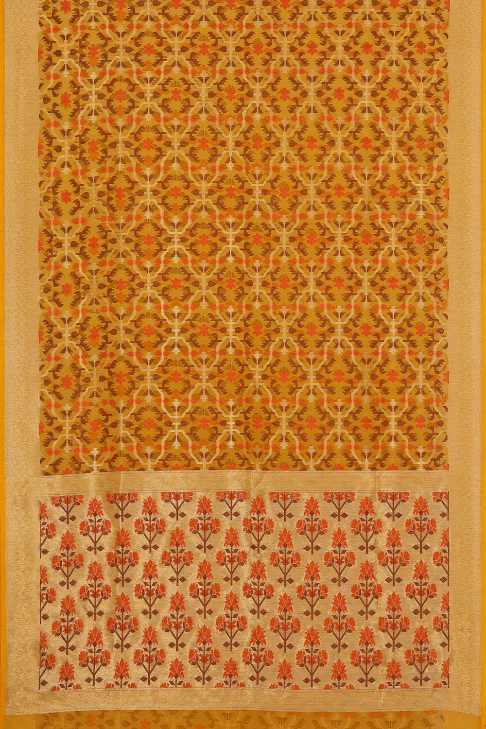 Image of Banarasi Kora Mustard Yellow Saree