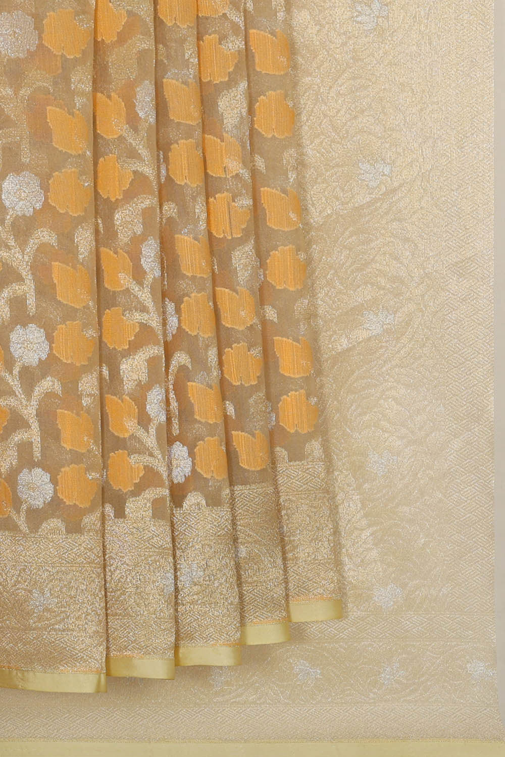 Banarasi Kora Dark Cream Saree