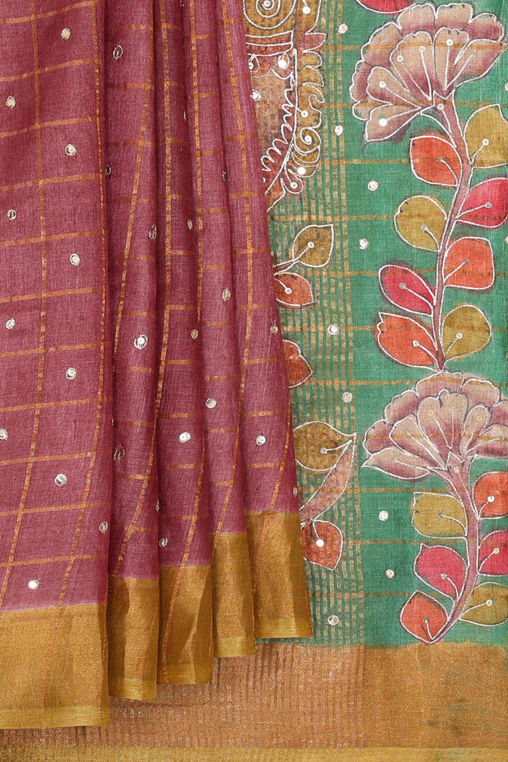 Tussar Silk Dull Red Saree