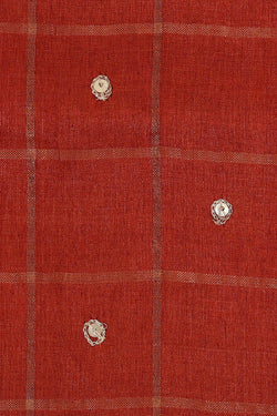Image of Tussar Silk Dark Orange Saree