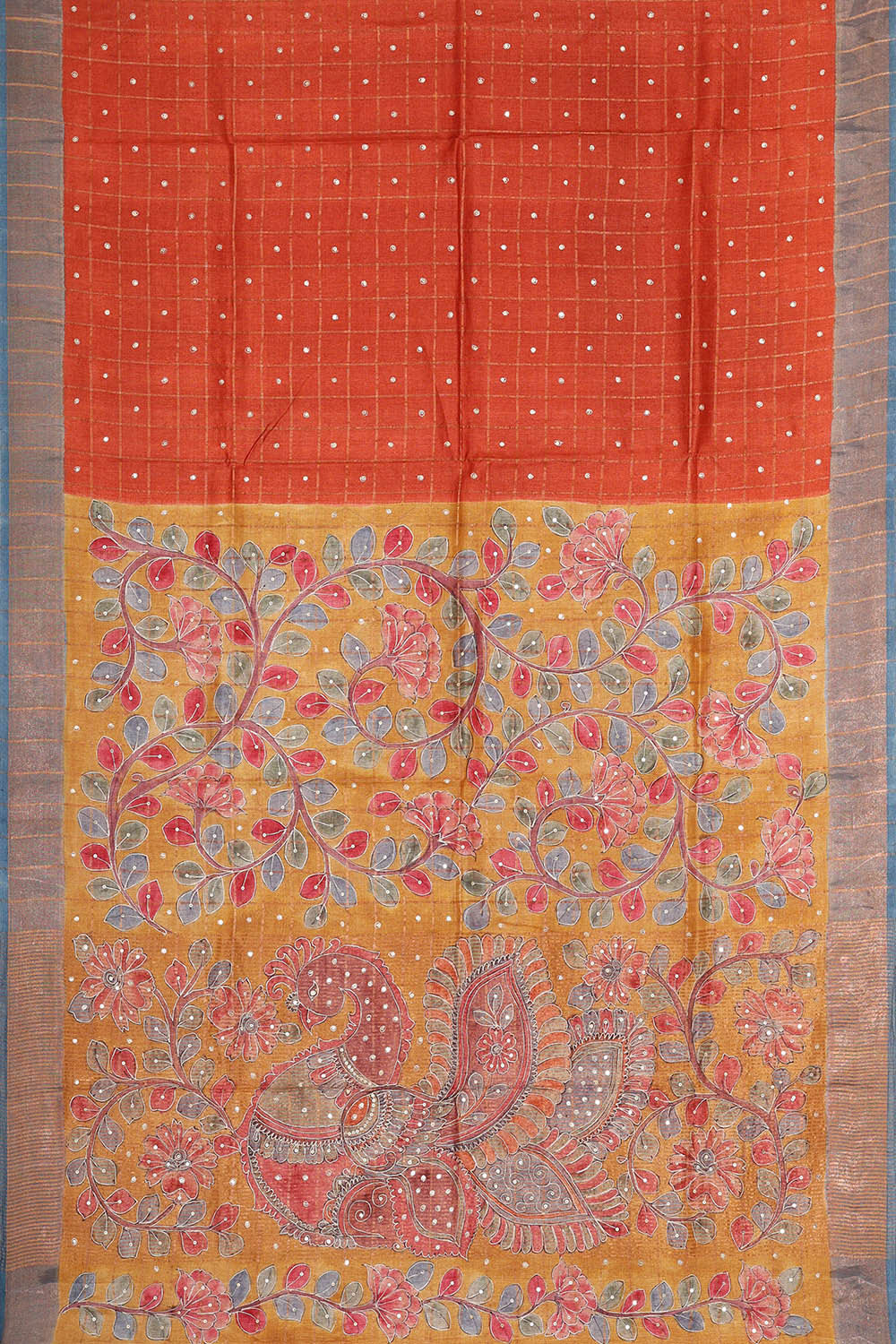 Tussar Silk Dark Orange Saree