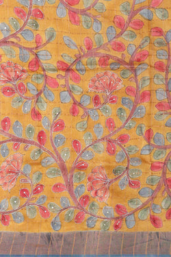 Image of Tussar Silk Dark Orange Saree
