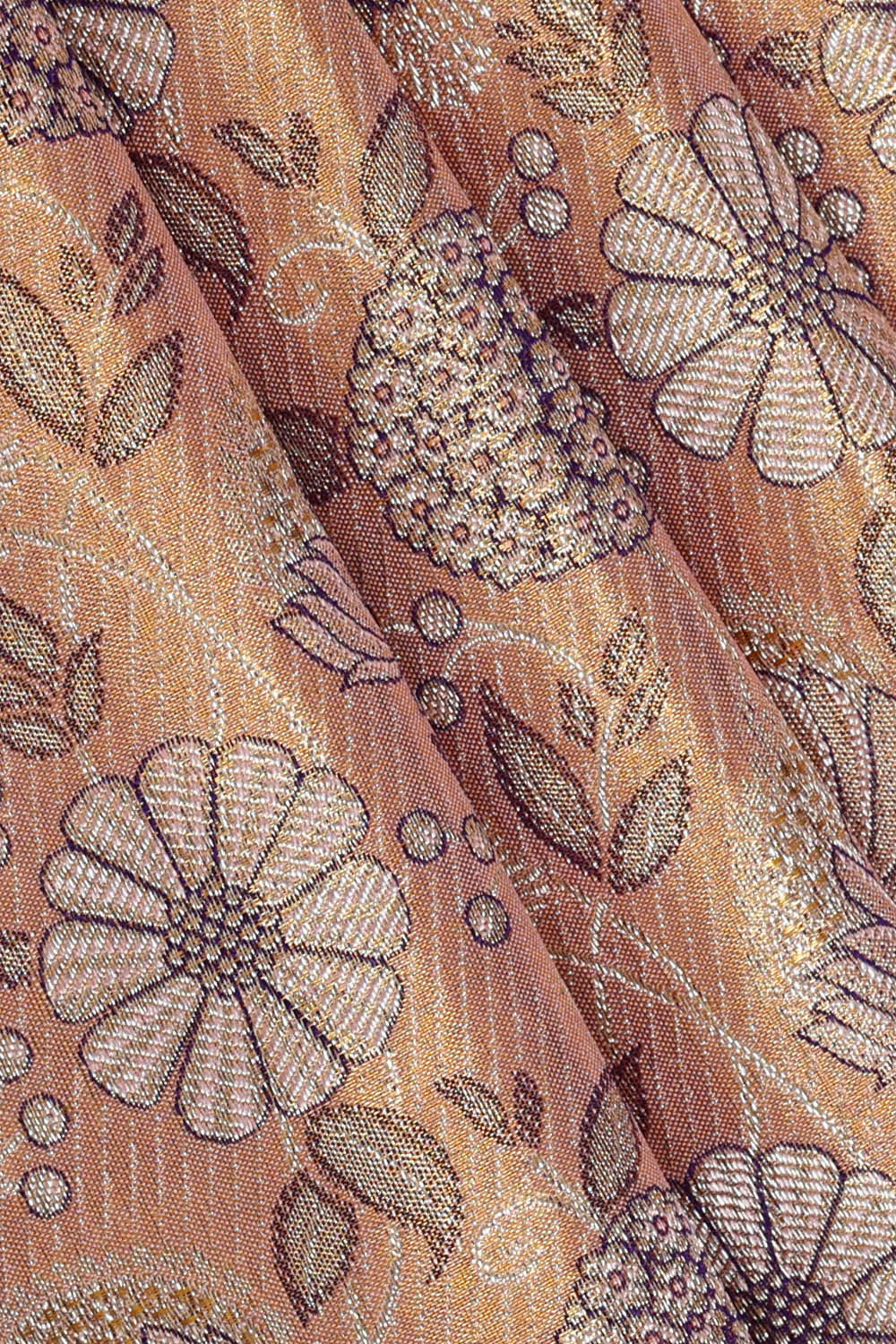 Image of Kanchipattu Peach Tissue Brocade Saree