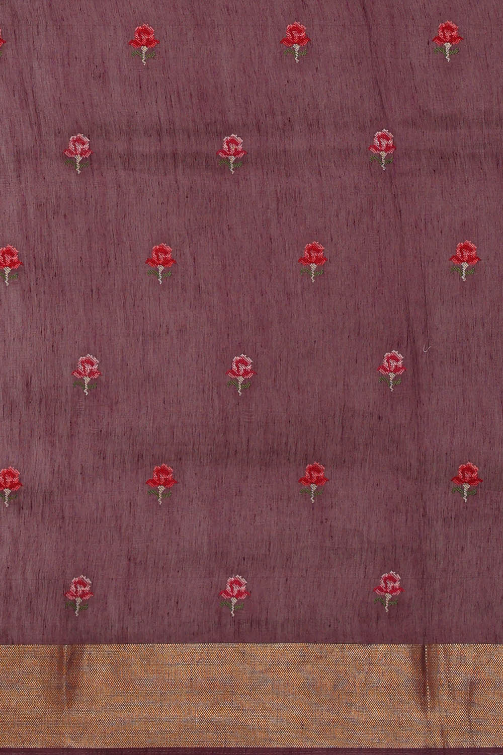 Image of Linen Silk Deep Wine Embroidered Saree